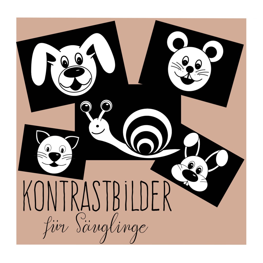Kontrastbilder für Babys Säuglinge schwarz weiß Tiere - Etsy Schweiz