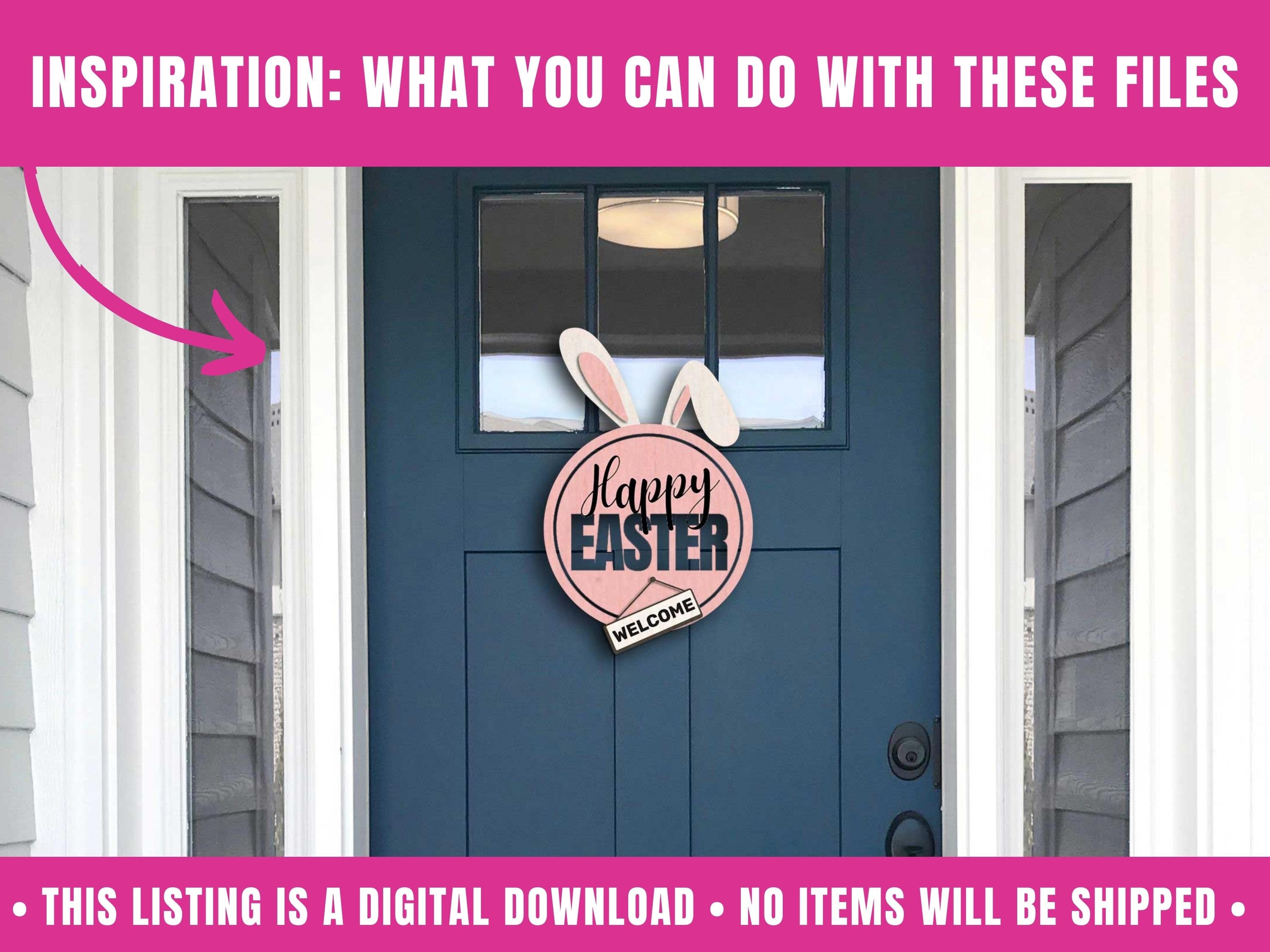 Easter Bunny Door Hanger SVG for Cricut, Easter Welcome Sign Svg ...