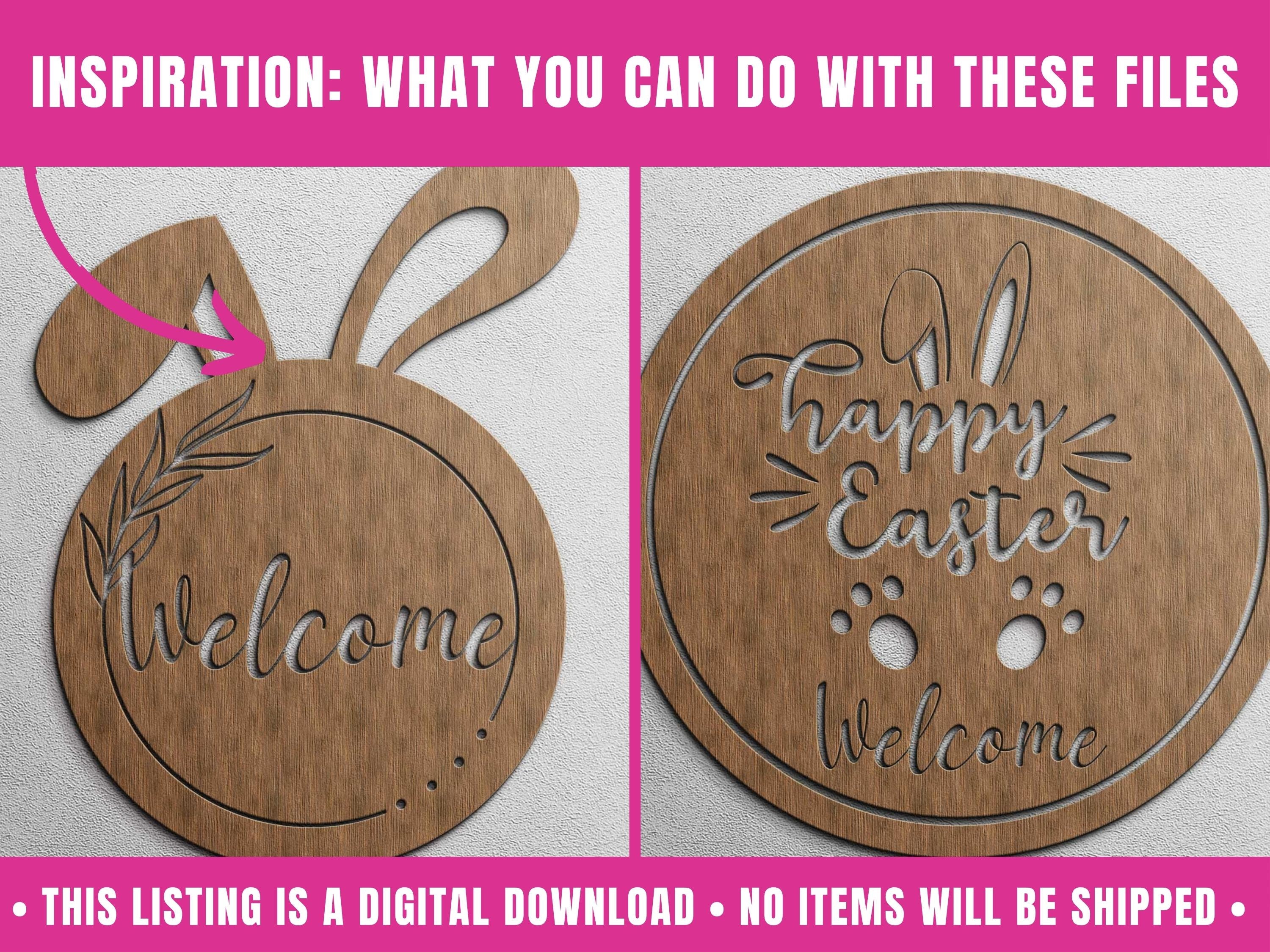 Easter Bunny Door Hanger SVG for Cricut, Easter Welcome Sign Svg ...