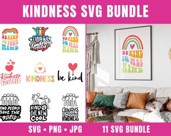Kindness SVG Bundle with Be Kind Svg Files For Cricut, Anti Bullying Svg, Inspirational Svg | Kindness Png Clipart
