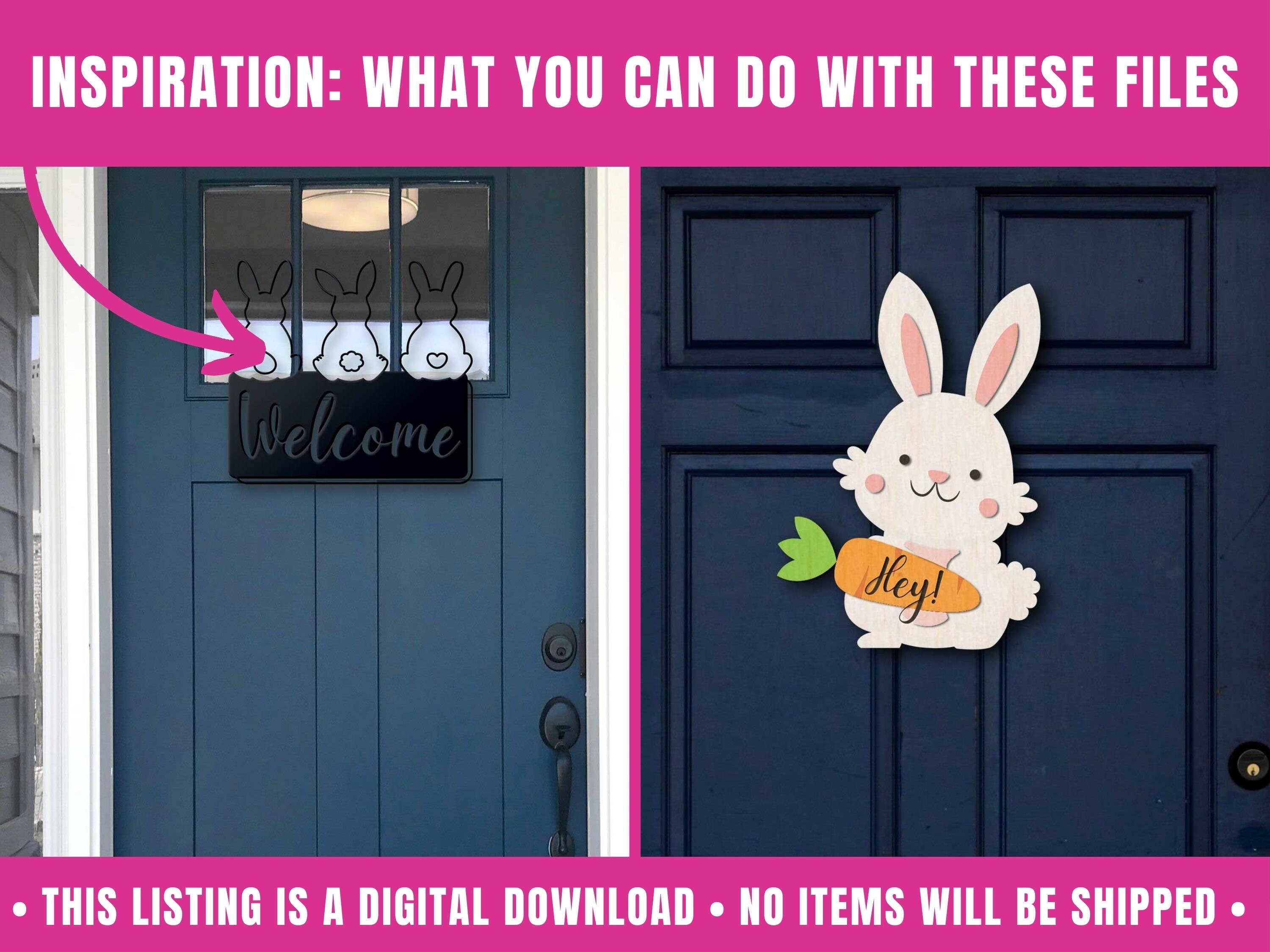 Easter Bunny Door Hanger SVG for Cricut, Easter Welcome Sign Svg ...