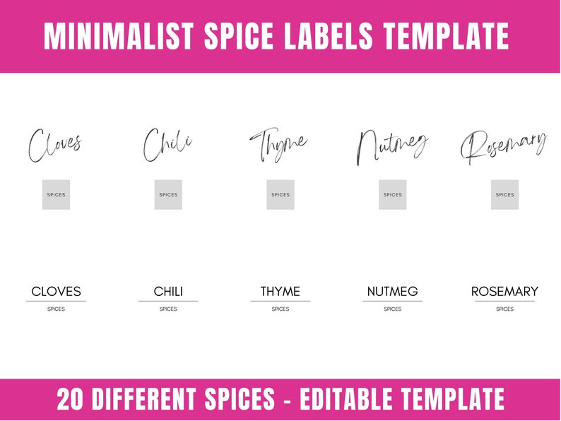 minimalist spice labels template two types