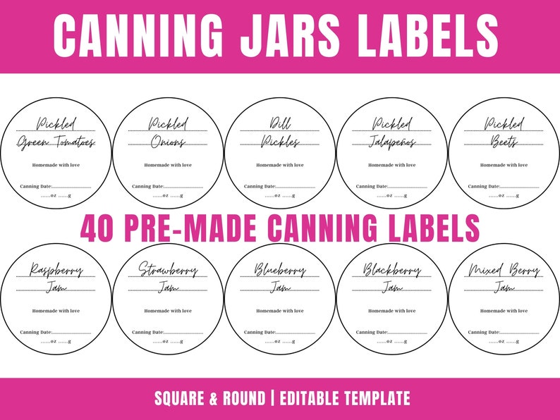 Canning Labels round for jar lids