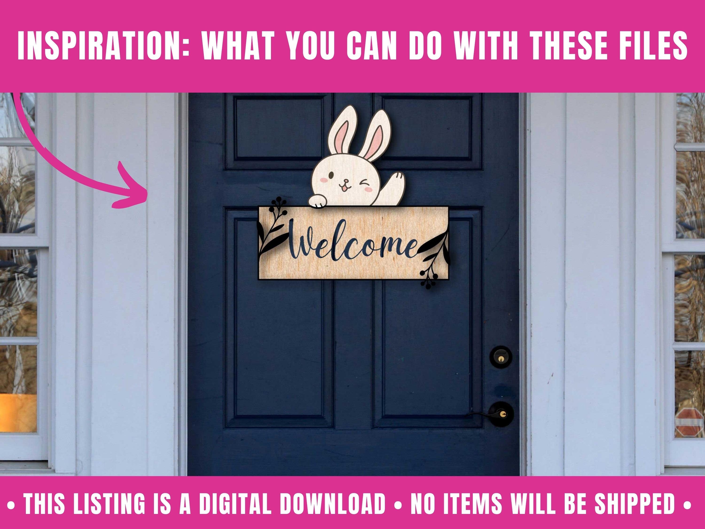 Easter Bunny Door Hanger SVG for Cricut, Easter Welcome Sign Svg ...