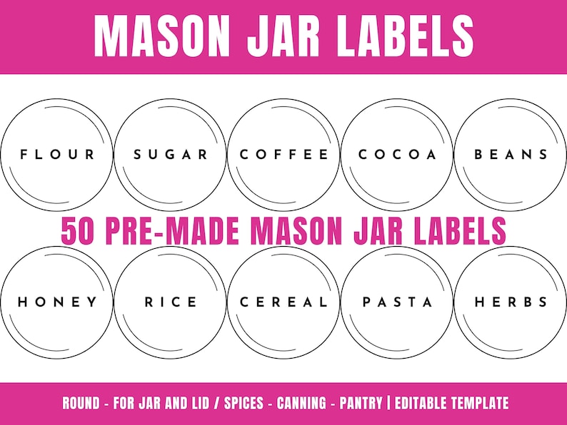 mason jar labels for pantry and spices