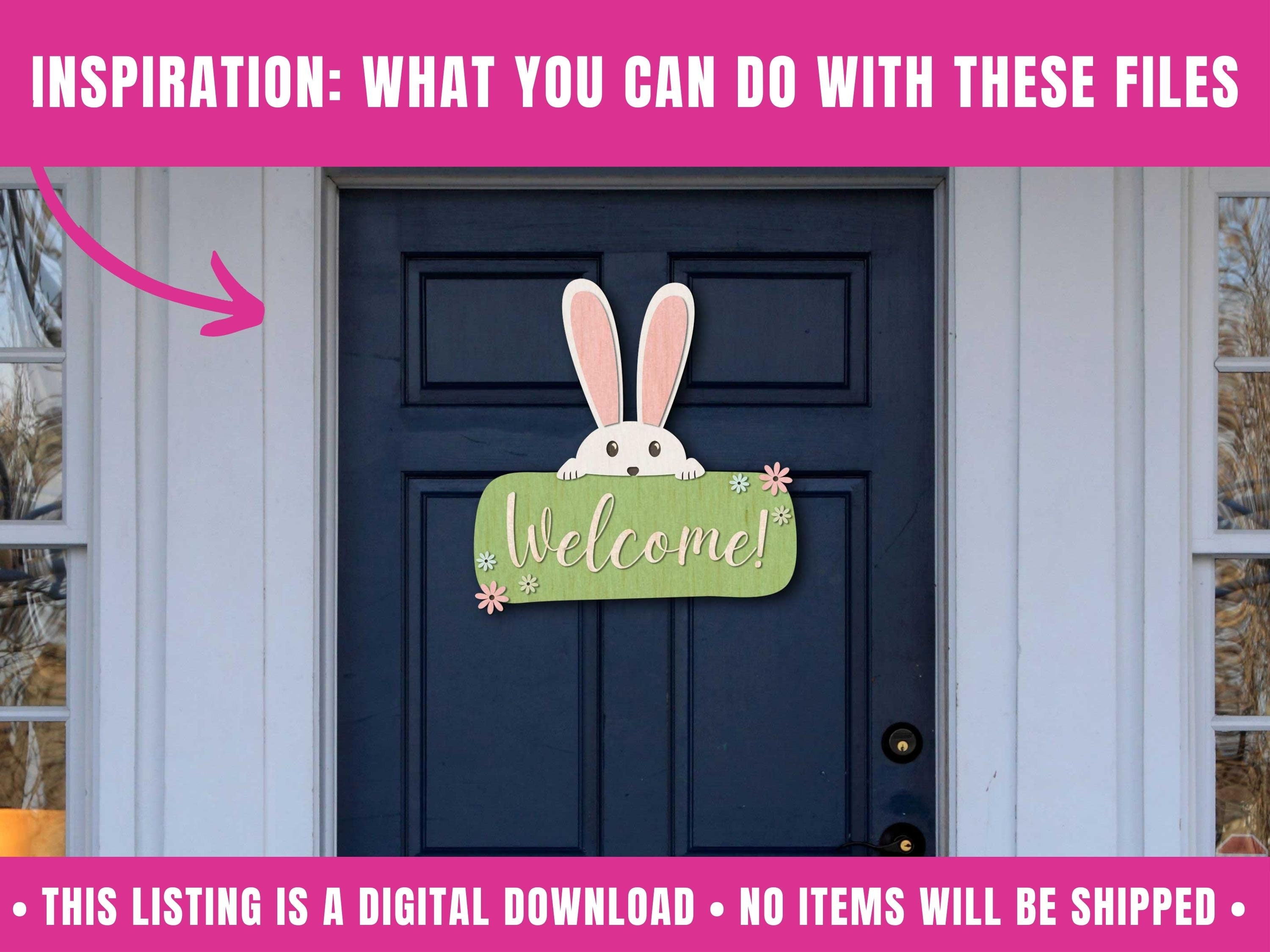 Easter Bunny Door Hanger SVG for Cricut, Easter Welcome Sign Svg ...