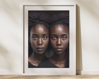 Zodiac Sign Wall Art - Gemini Black Twin Girls - Girls & Animals Collection