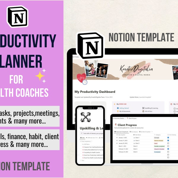 Done For You Coaching Program: Notion Template for Health Coaches, Health and Wellness Business with PLR Fitness Course and Toolkit