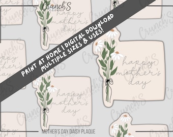 Plantilla para cortador de galletas con forma de placa floral para el Día de la Madre: Archivos STL y PNG (Descarga digital)