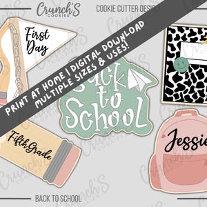 Back to School Cookie Cutters STL Files Instant Download | STL PNG Cookie Cutter Files | Back to School Cookies | Digital Download
