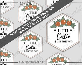 Orange Cutie Baby Shower Cookie Cutter Template: STL & PNG Files (Digital Download)