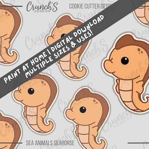 Sea Animal Seahorse Cookie Cutter STL direct downloaden | STL png-bestand voor koekjesuitsteker | Zeedierenkoekjes | Digitale download