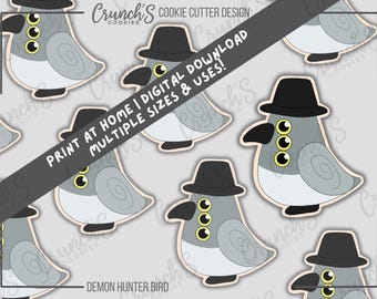Demon Hunter Bird Cookie Cutter Template | Digital STL and PNG Files for 3D Printing & Baking | Demon Hunter Themed Cookies