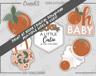 Orange Baby Shower Cookie Cutter Set: STL & PNG Files (Digital Download)