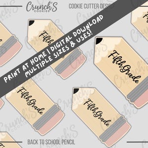 Back to School Pencil Cookie Cutter STL File Instant Download | STL PNG Cookie Cutter File | Back to School Cookies | Digital Download