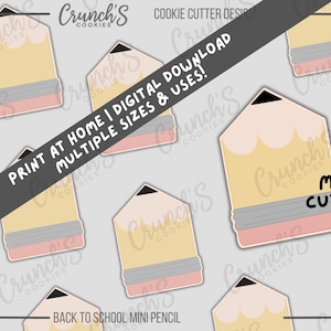 Pencil Cookie Cutter STL File: Back to School Mini Cutter (Digital Download)