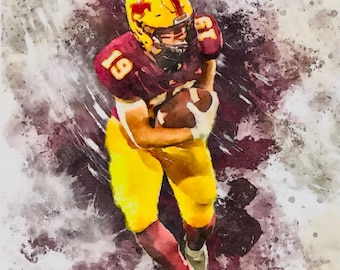 Custom Sports Portrait Senior Night Gift, Personalized Youth Athlete Digital Painting