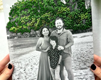 Custom Embroidered Picture, Handmade Cotton Photo Anniversary Gift
