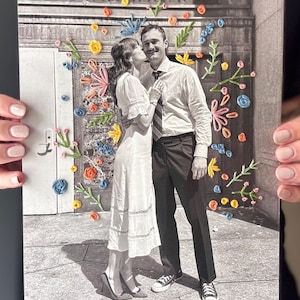 Foto ricamata a mano, regalo con foto ricamata personalizzata, regalo di ricamo per anniversario di matrimonio