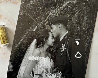 Metallic Thread Embroidered Photo: Custom Portrait Gift