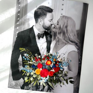 Embroidered photo, Custom Paper Embroidery Portrait Photos,  Wedding Anniversary personalized gift