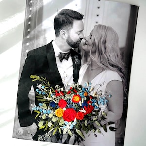 Geborduurde foto, op maat gemaakt papier borduurportretfoto's, gepersonaliseerd cadeau huwelijksverjaardag