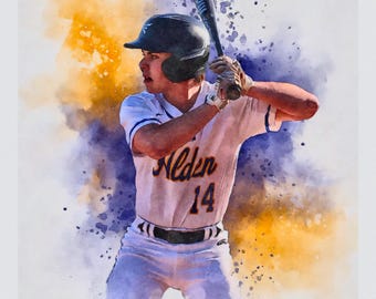 Custom Sports Portrait: Digital Watercolor Painting (Digital Download)