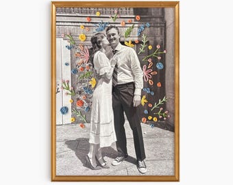 Embroidered Photo: Custom 1st Anniversary Paper Gift