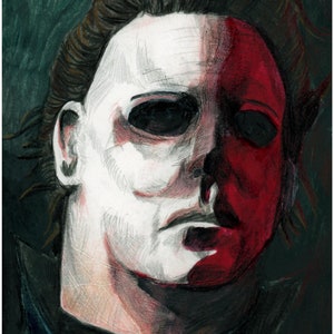 Free Us Shipping - Michael Myers,Art Giclée Print. Mix-Media Inspired by John Carpenter&#39;s Halloween