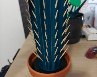 Cactus house plant toothpick and cocktail sticks dispenser with moving spikes