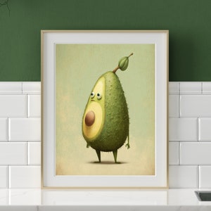 Quirky Wall Decor Kitchen Art Quirky Art Print Avocado Art Print Wall Decor Airbnb Art Food Art eclectic art print 12”x 18”