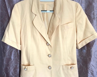 Blazer Vintage Crema con botones talla UK 12 hecho en UK