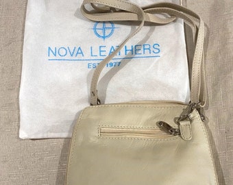 Nova Real Leather Vintage Cream Cross Body Small bag handbag purse with dust bag