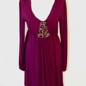 Vintage plum Boden dress with bead embellishment Size UK 12