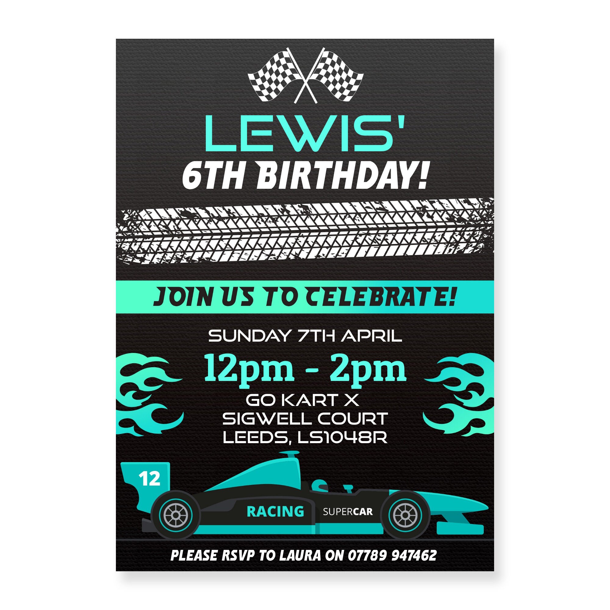 Kids Racing Birthday Party Invitation Template Boys Party Go Karting F1 ...