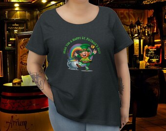 St. Patrick's Day T-Shirt - Women's Curvy Tee - Cute and Funny "Irish You a Happy St. Patrick's Day