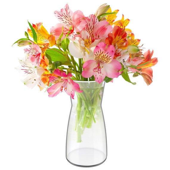 Glass Flower Vase 20cm Tall Handmade Clear Floral Decorations Bouquets