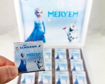 Personalisierte Schokoladen Schokobox Geschenk Anna Elsa Erster Schultag, Einschulung, Schulanfang, Schulstart, Geburtstag, Eiskönigin