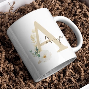Taza con letras personalizadas con nombre | Regalo perfecto para esposa, colega, educadora, profesora, taza con nombre, taza con letras de nombre.