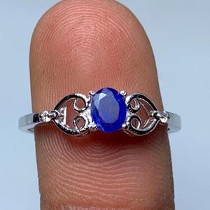 Oval Blue Sapphire Ring: Handmade 925 Sterling Silver September Birthstone