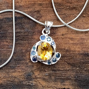 925 Silver Citrine Necklace, November Birthstone Necklace, Crystal Necklace, Meditation Necklace, Gold Citrine Chain Necklace, Birthday Gift