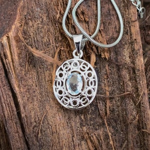 Clear Quartz Necklace, Quartz Crystal Necklace, Real Silver Crystal Necklace, April Birthstone Necklace, 925 Sterling Silver Chain Pendant