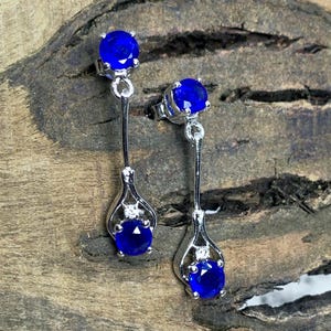 Exclusive Blue Sapphire Earrings Statement Dangle Earrings for Women 925 Silver Wedding Earrings September Birthstone Fine Silver Earrings