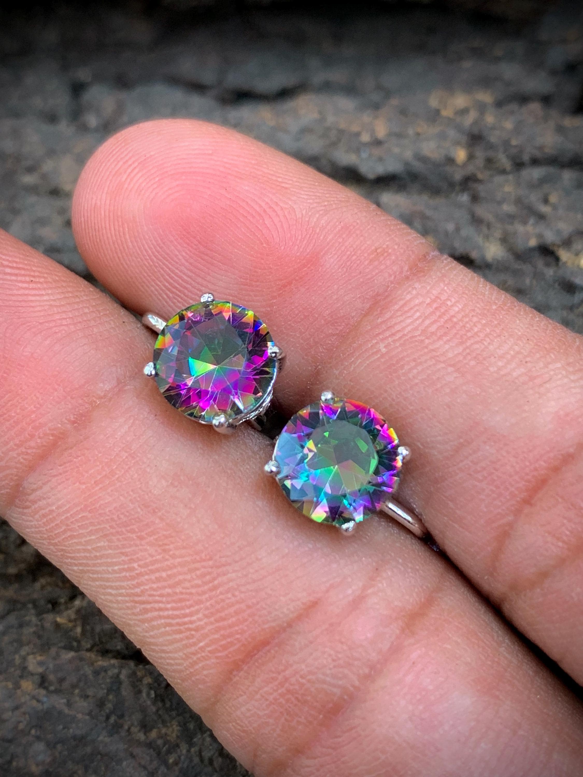 Mystic Topaz Silver Stud Earring