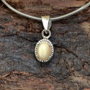 Opal Charm Necklace, Minimalist Opal Pendant Necklace, Ethiopian Opal Necklace, White Opal Pendant, Christmas Gift, Birthday Gift for Her