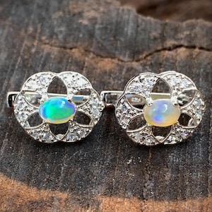 Natural Ethiopian Welo Fire Opal Gemstone Silver Stud Earrings, 7x5 mm Oval Cut Opal Silver Jewelry, Handmade Studs Earrings