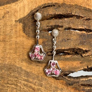 Pink Tourmaline Gemstone Earrings Statement Dangle Earrings 925 Silver Earrings for Women Natural Round Cut Tourmaline Fine Silver Jewelry