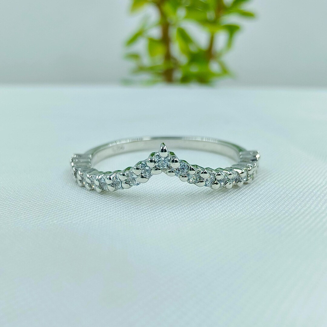 Anello A Forma Di V Baguette E Chevron Rotondo Da 6,3 Mm - Foto 4