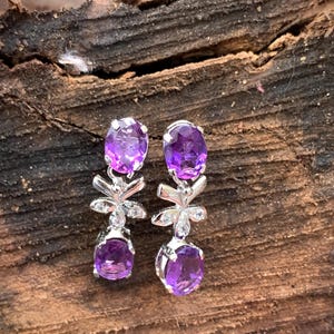 Purple Amethyst Earrings For Wedding, 925 Solid Sterling Silver Earrings Dangle, Earrings Stud, Engagement Earrings Set, Gift For Girlfriend