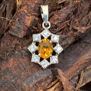 Wonderful Yellow Citrine Oval Shape Gemstone Sterling Silver Pendant, Silver Chain Necklace, Citrine Necklace, November Birthstone Pendant